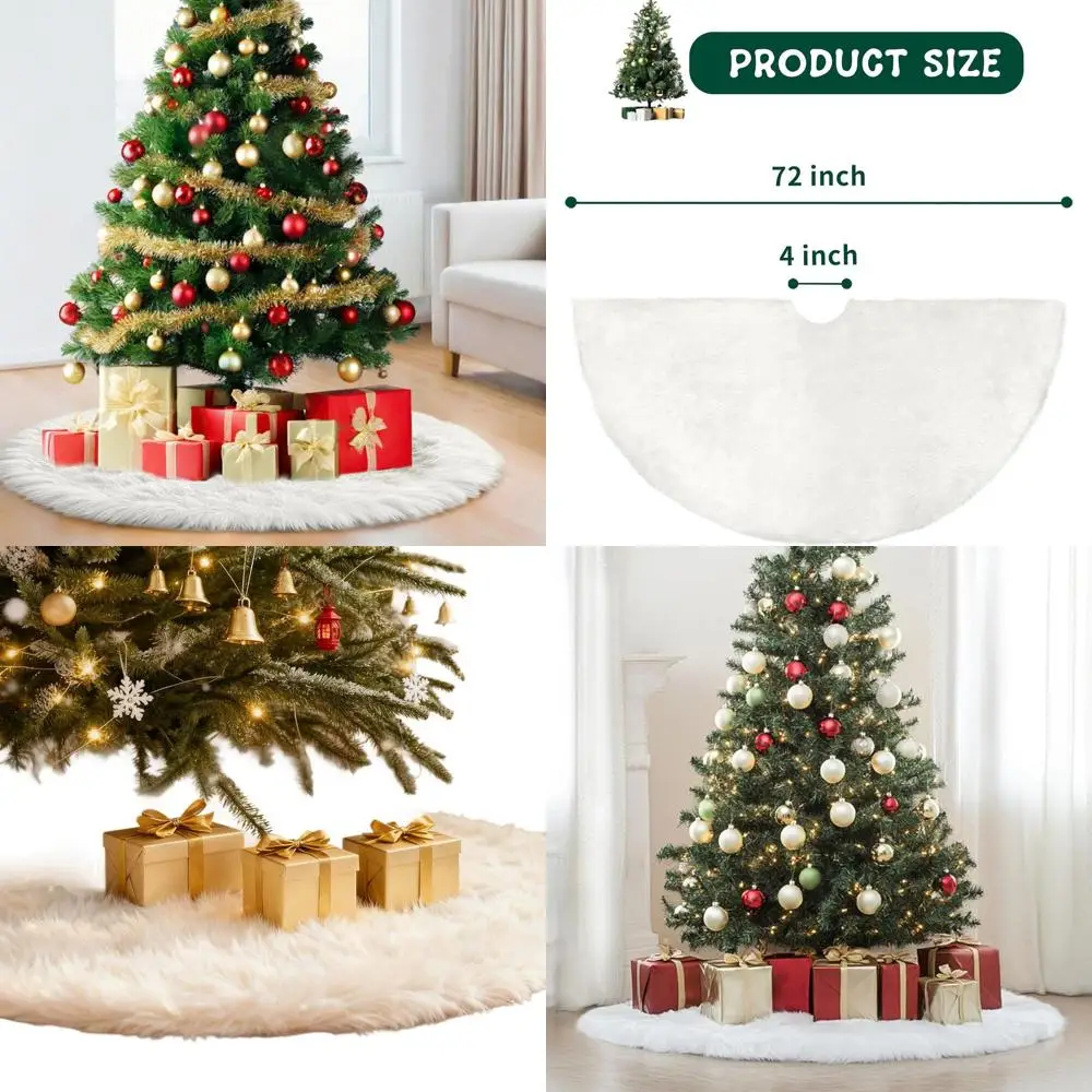 

Роскошная 72 плюшевая юбка для рождественской елки из искусственного меха для деревьев 7-12 футов, толстый и уютный праздничный декор
