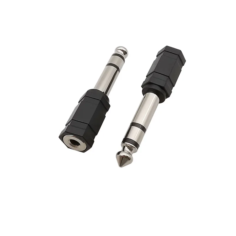 2Pcs TRS 6.35mm Plug Adapter Male to 3.5mm Jack Female Stereo Headphone Connector