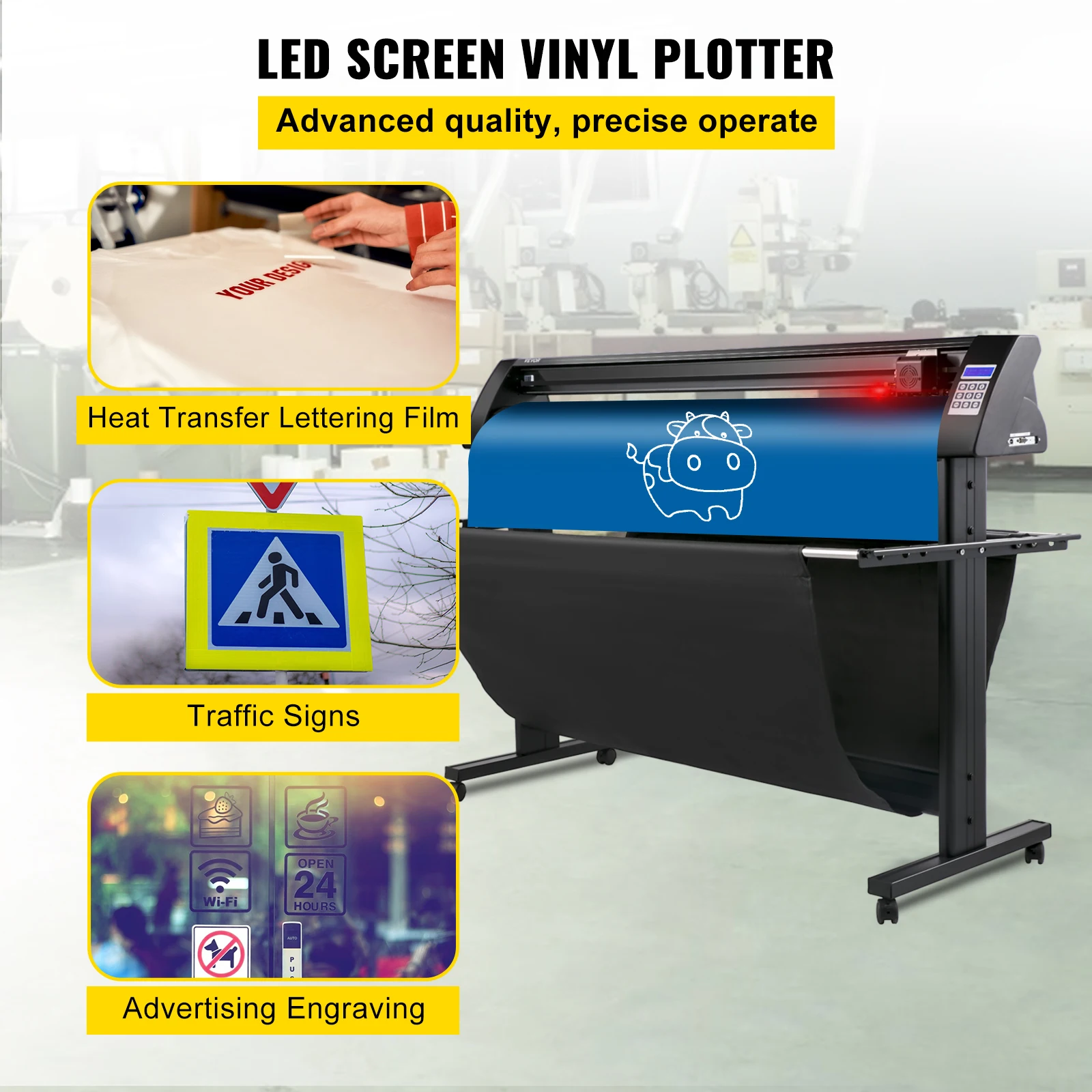 VEVOR 53 Inch Semi-Automatic Vinyl Cutter Plotter Cutting Printer w/ Floor Stand 3 Blades LCD Display SIGNMASTER Software