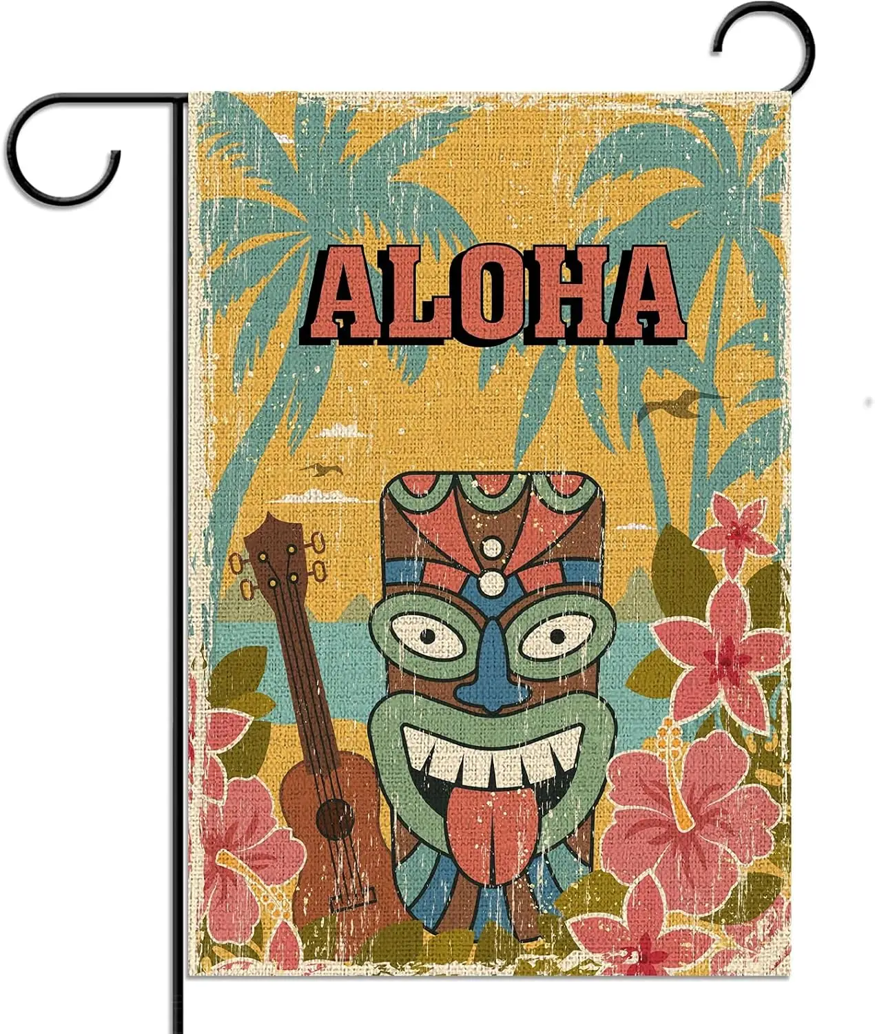 Hawaiian Aloha Garden Flag 12.5×18 Luau Party Yard Sign Summer Hawaii Tiki Par Beach Party Pool Party Decoration Outdoor Outside