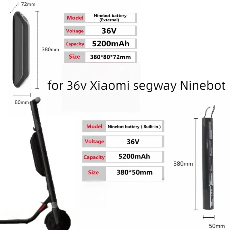 

36V 5200mAh Lithium Battery Pack – External Power ,for 36V Xiaomi Segway Ninebot ES1/ES2/ES3/ES4/E22/E25 Scooters,Rechargeable
