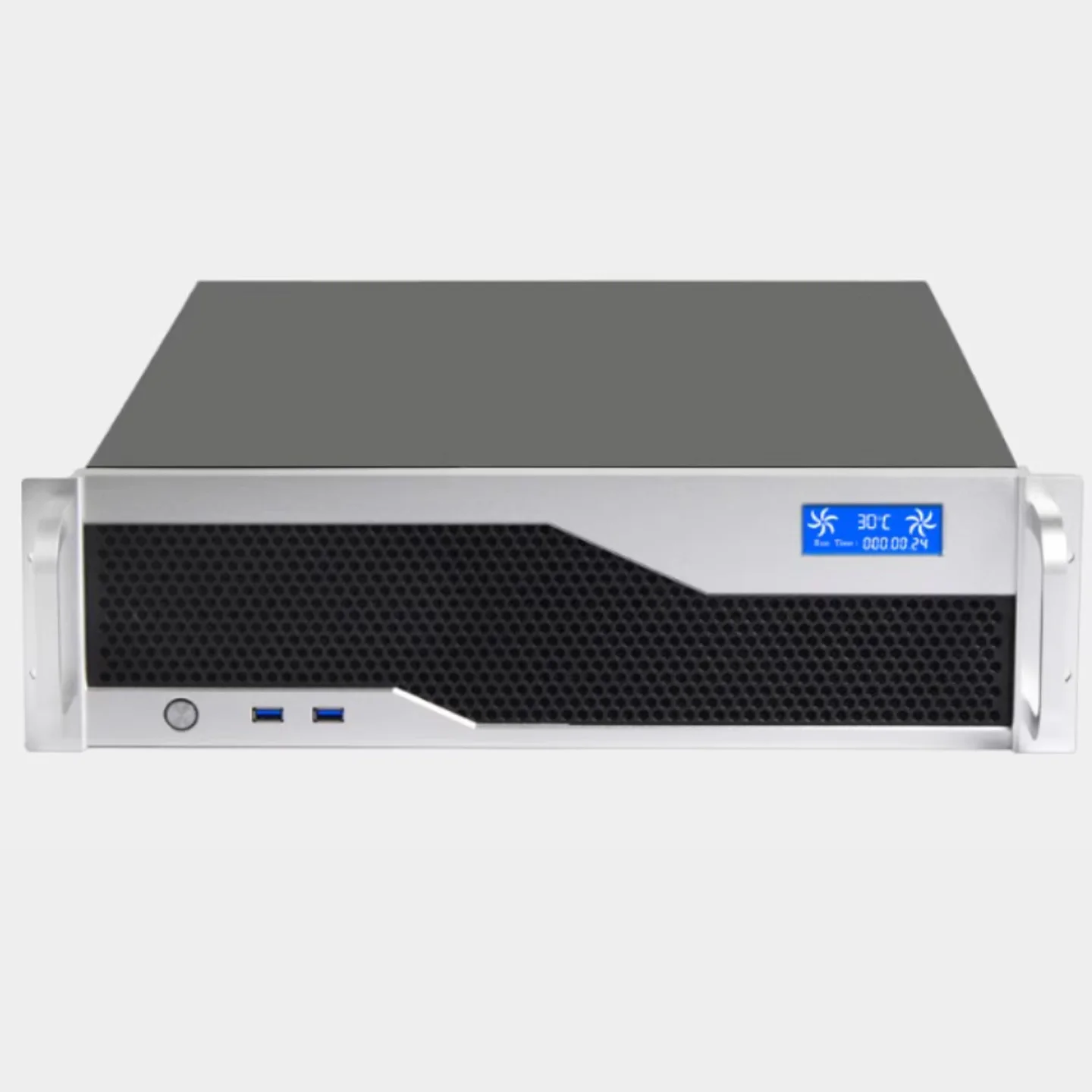 3U Server Chassis Industrial Control Aluminum Panel LCD Temperature Display ATX Motherboard Large PSU Edge Computing