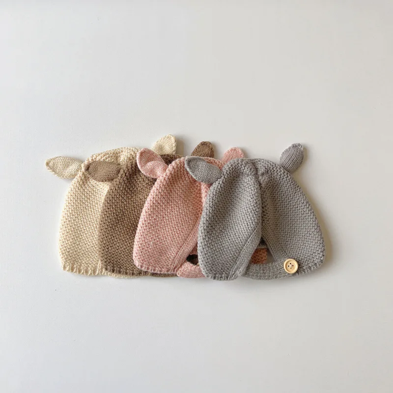 0-2 Jaar Baby Hoed Herfst Winter Oor Konijn Gebreide Kinderen Hoed Baby Meisjes Baby Jongens Leuke Wol Hoed baby Accessoires Pasgeboren