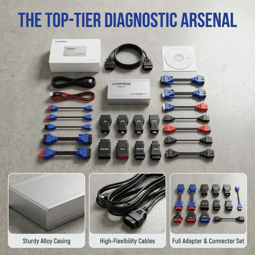 Newest Carprog V10.93 V8.21 Full 21 Adapters Car Prog 13.77 10.93 8.21 ECU Chip Tuning Online ECU Programmer Airbag Reset Tool