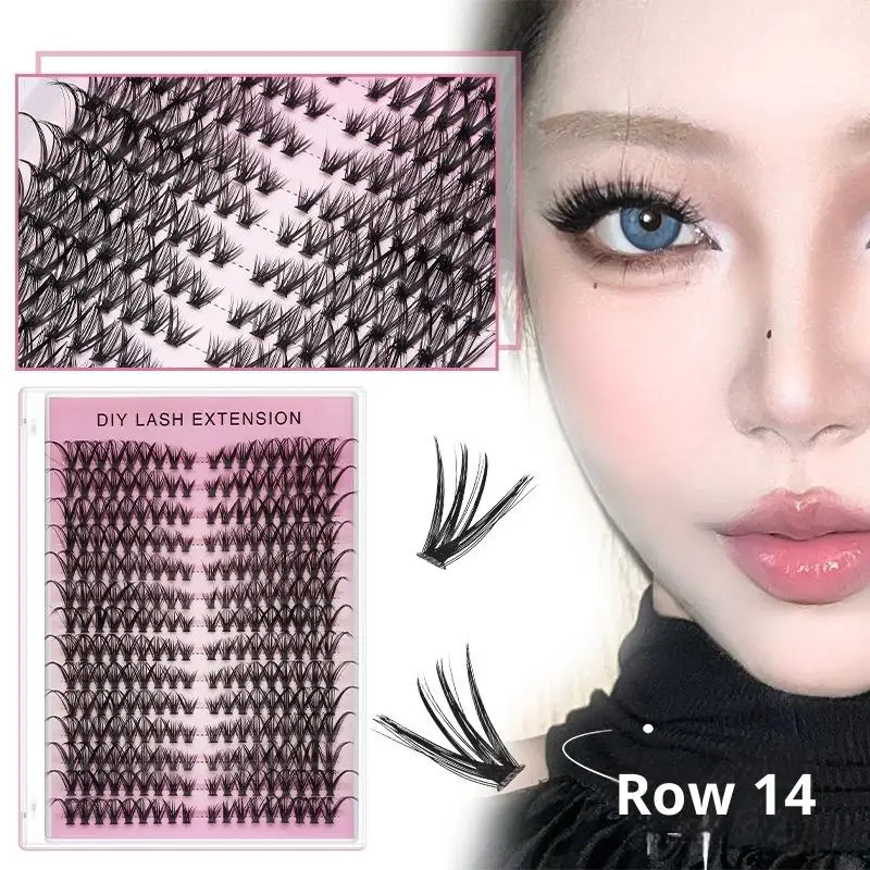 14‑Row Volumetric Individual Cluster Lashes DIY At‑Home Eyelash Extension Makeup
