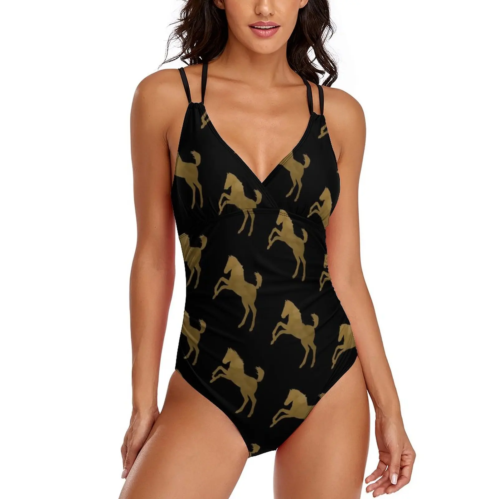 

Golden Horse Swimsuit Sexy Cute Animal One Piece Swimwear Push Up Bodysuit Funny Monokini Birthday Present