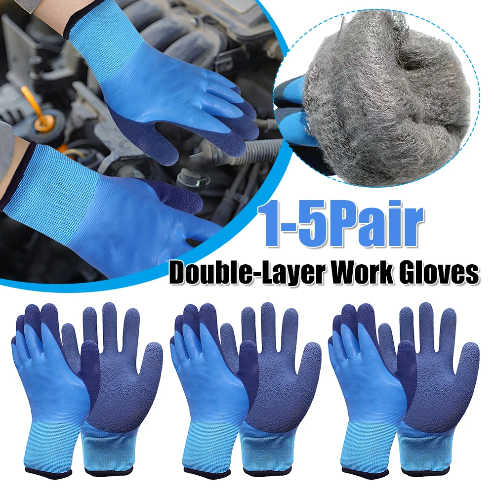 

Winter Padded Rubber Glove Waterproof Thicken Labor Protection Gloves Wear-Resist for Automobile Repair Logistics Transportation