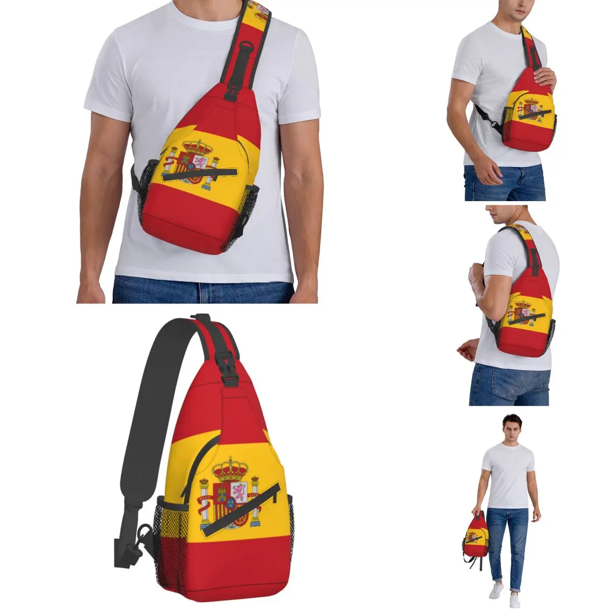 Vlag Van Spanje Crossbody Sling Bags Patroon Borsttas Schouderrugzak Dagrugzak Voor Reizen Wandelen Fietspakket