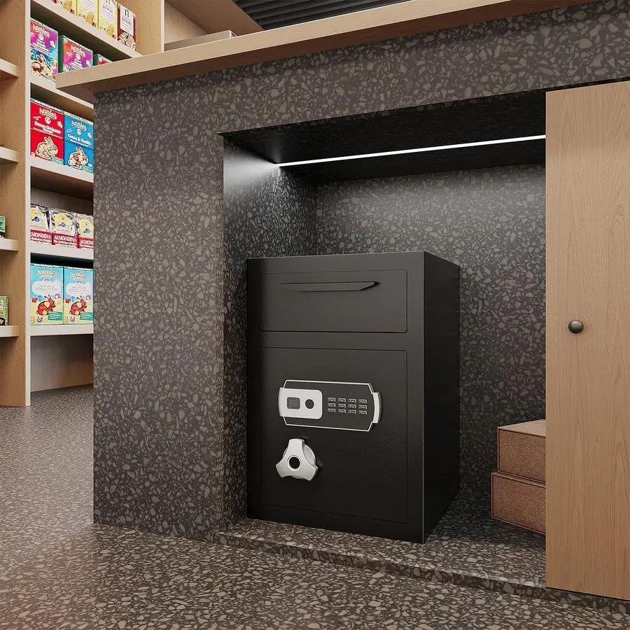 CUB Drop Safe للأعمال، صندوق الأمان الإلكتروني مع مجموعة رقمية ومضادة لصيد الأسماك، خزائن إيداع مع Waterp مقاومة للحريق #2