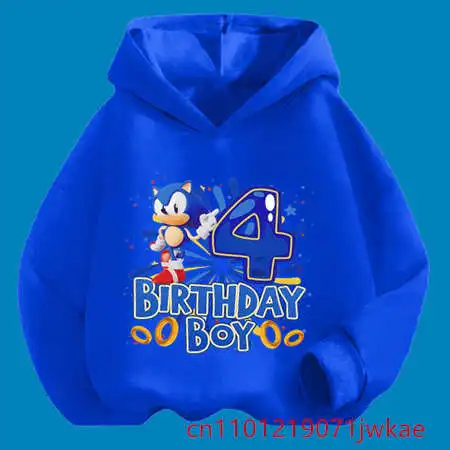 

Hots Movie Sonic 1-9 Y Old Birthday Gift Children's Hooded Blue and Gray Sweatshirt Boys' Casual Shirt Autumn/Winter Long Sleeve