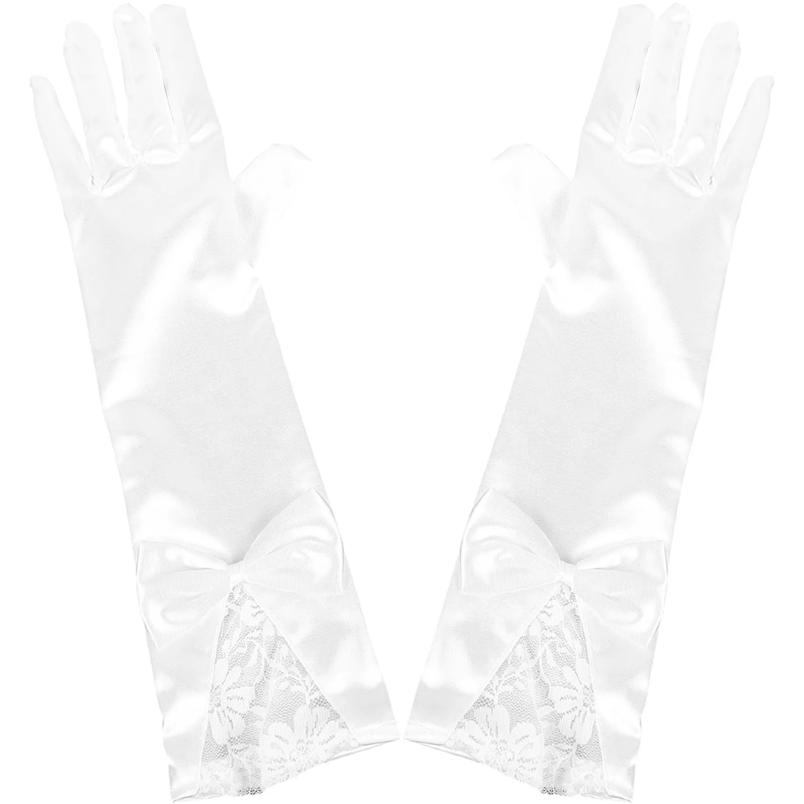 

1Pair Wedding Gloves for Bride White Lace Bridal Gloves Long Elbow Length Skin-Friendly Lightweight Prom Dress Accessory