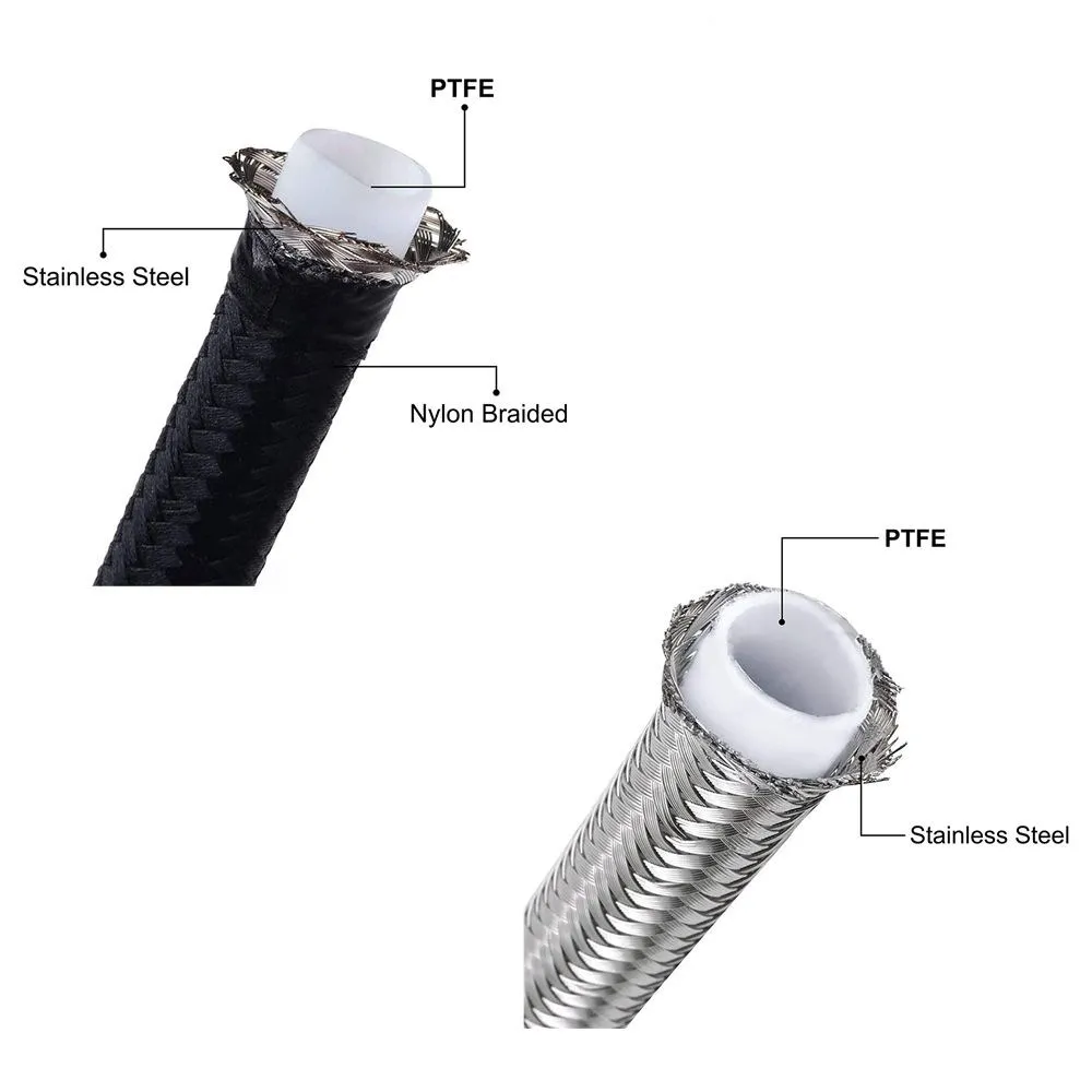 3M 10 stóp an4-an12 wąż do samochodu wyścigowego ze stali nierdzewnej pleciony PTFE przewód hamulcowy przewód oleju olejowego chłodnica samochodowa rura wąż czarna srebrna