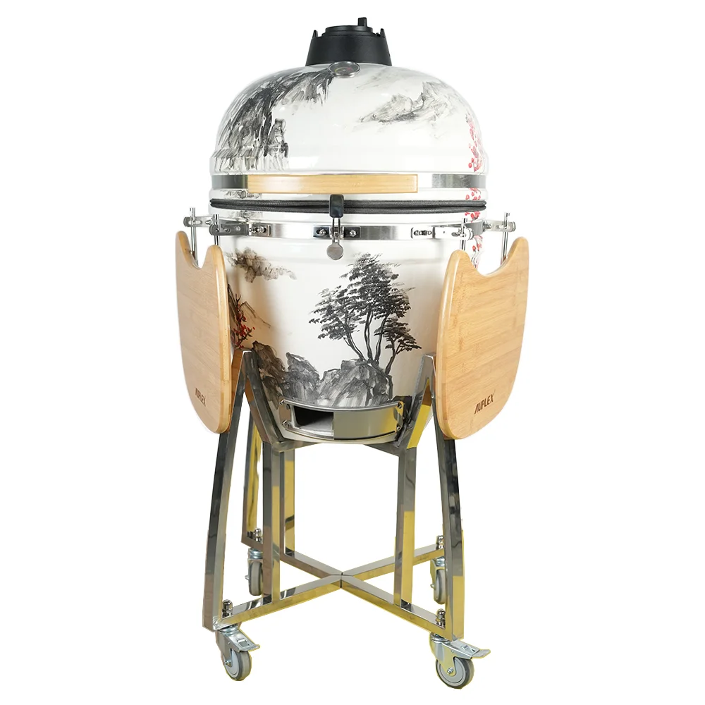21 Inch OEM Chinese Painting New Arrival Kamado Extra Large Outdoor Kitchen Charcoal Barbecue Grill Kamado