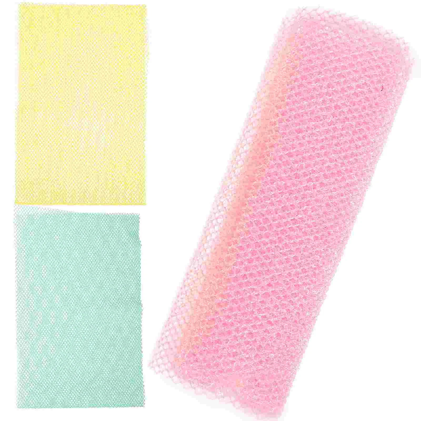 3 Pcs African Net Bath Strip Long Back Rub Cloth Sponge Showering Nets Washing Exfoliating Supplies for