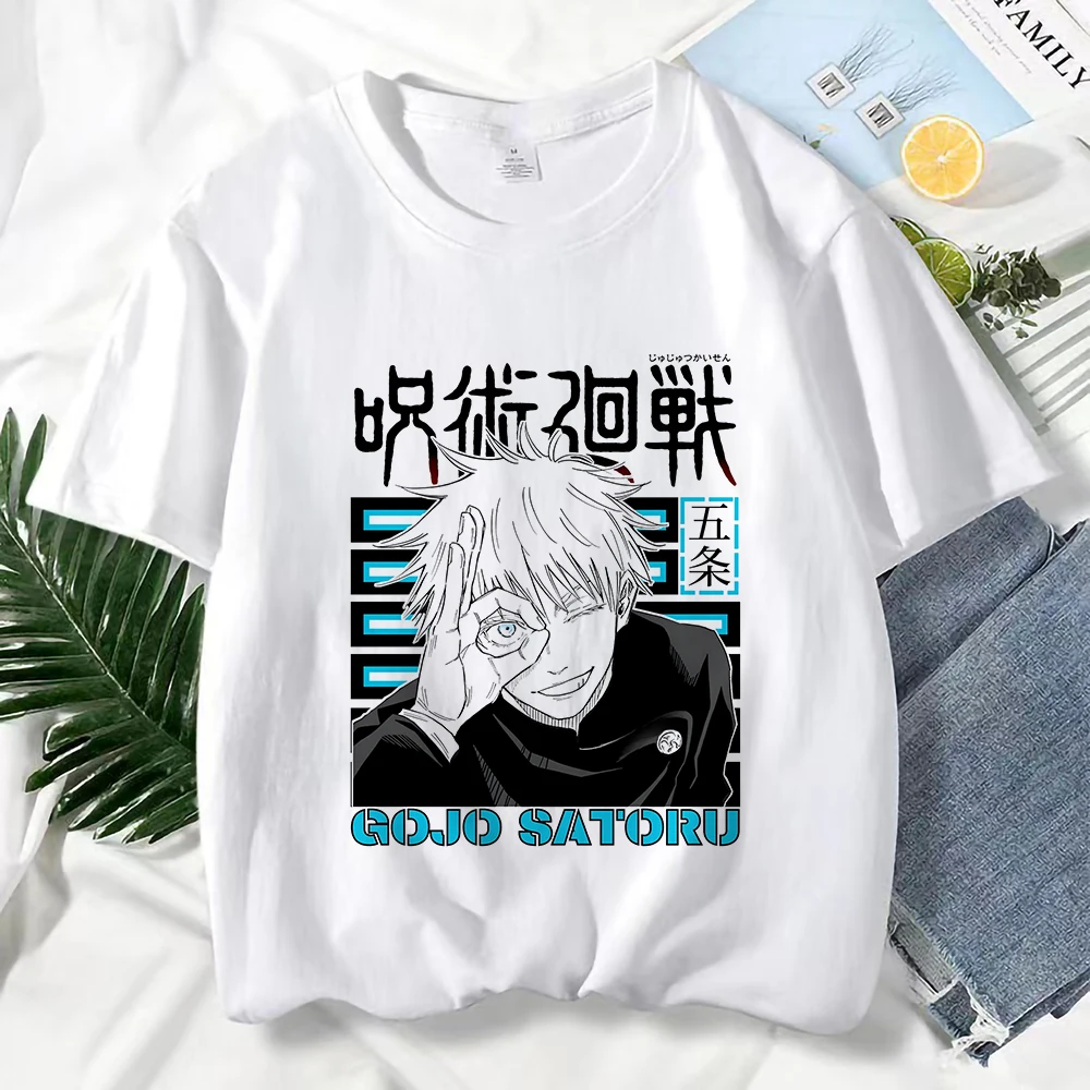 T-shirt à Manches Courtes pour Homme, Estival et Décontracté, avec Dessin Animé Japonais, Jujutsu Kaimmer, Gojo Satoru, à la Mode, Harajuku