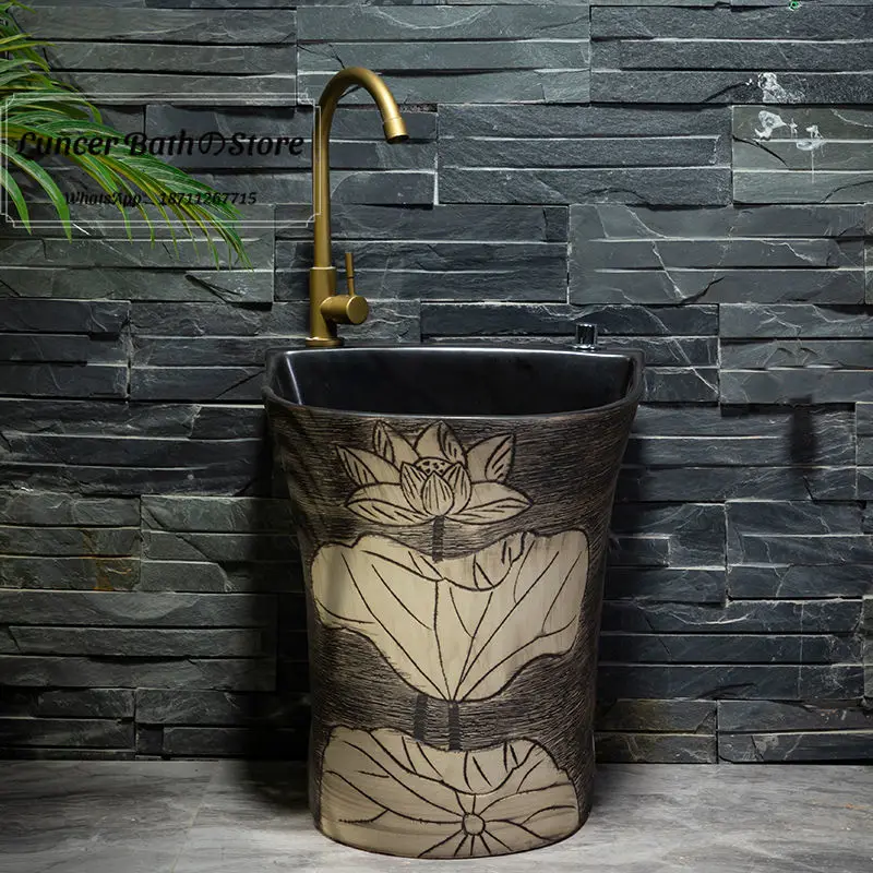 mop pool ceramic mop pool balcony floor washing mop basin sink bathroom large and small floor-standing for home pier