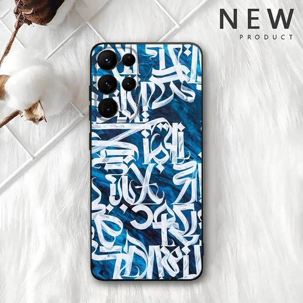 Pokras Lampas Art Graffiti Handyhülle für Samsung S 25,24,23,22,30,21,10,9,Ultra,Plus,Lite,FE,4,5G Schwarz Soft Case