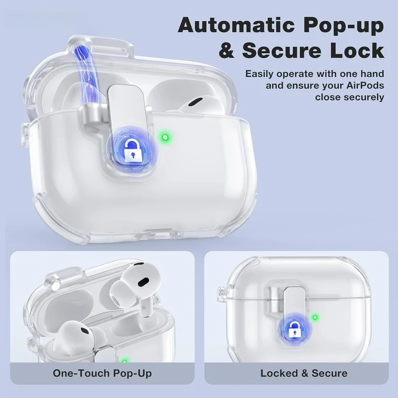 Transparent Lock Case for AirPods 5 /4 Universal Shockproof Anti-Scratch Rugged Case for AirPods Pro2/Pro/Pro 3 /5 2026 New Case