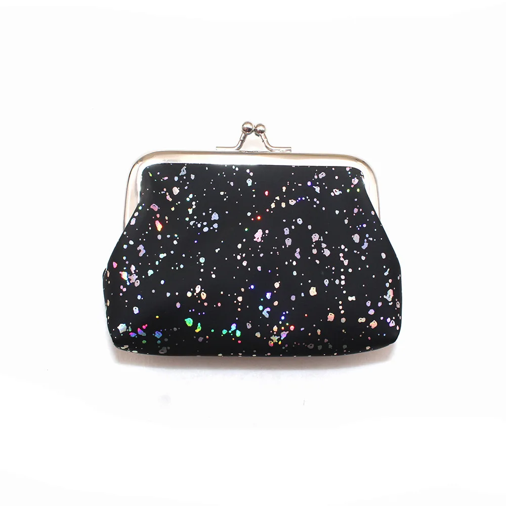 12pcs Short Coin Purse Women PU Plain Starry Sky Pillow Shaped Multi Hasp Storage Bag Mix Color 4Inch