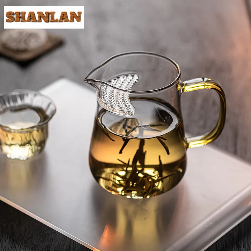 420 مللي كوب عادل زجاجي سميك تشاهاي عالي البورون سيليكون مقاوم للحرارة شاي الكونغ فو مع مقبض مرشح كوب معرض فاصل الشاي #5