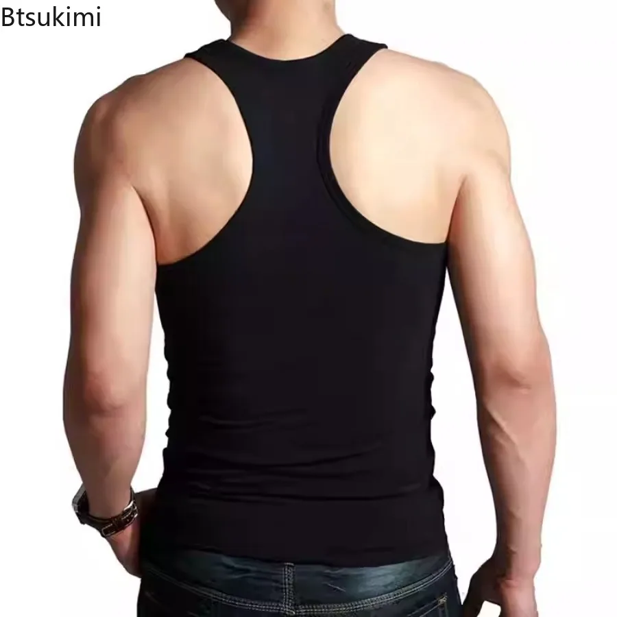 

New Men I-shaped Vest O-neck Sleeveless Tank Tops Slim Fit Summer Vest Fitness Gym Workout Undershirt Bodybuilding Running Vest