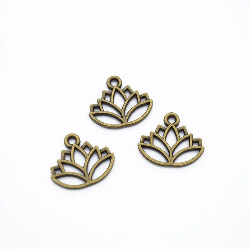 30 قطعة 3 ألوان زهرة اللوتس دلايات للقلادة والأساور قلادة DIY بها بنفسك صنع المجوهرات 14*16 مللي متر Q1136 #4