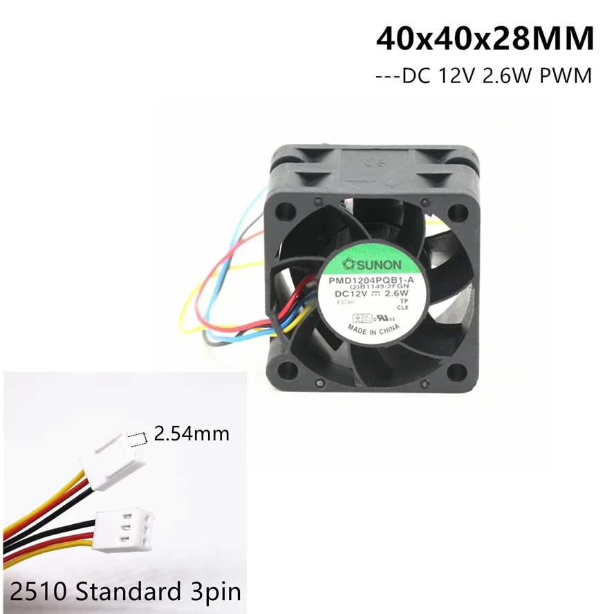pa Sunon 4028 40x40x28mm 40mm Server Fan Dual Ball Bearing PMD1204PQB1-A 12V 2.6W Cooling Fan 3PIN