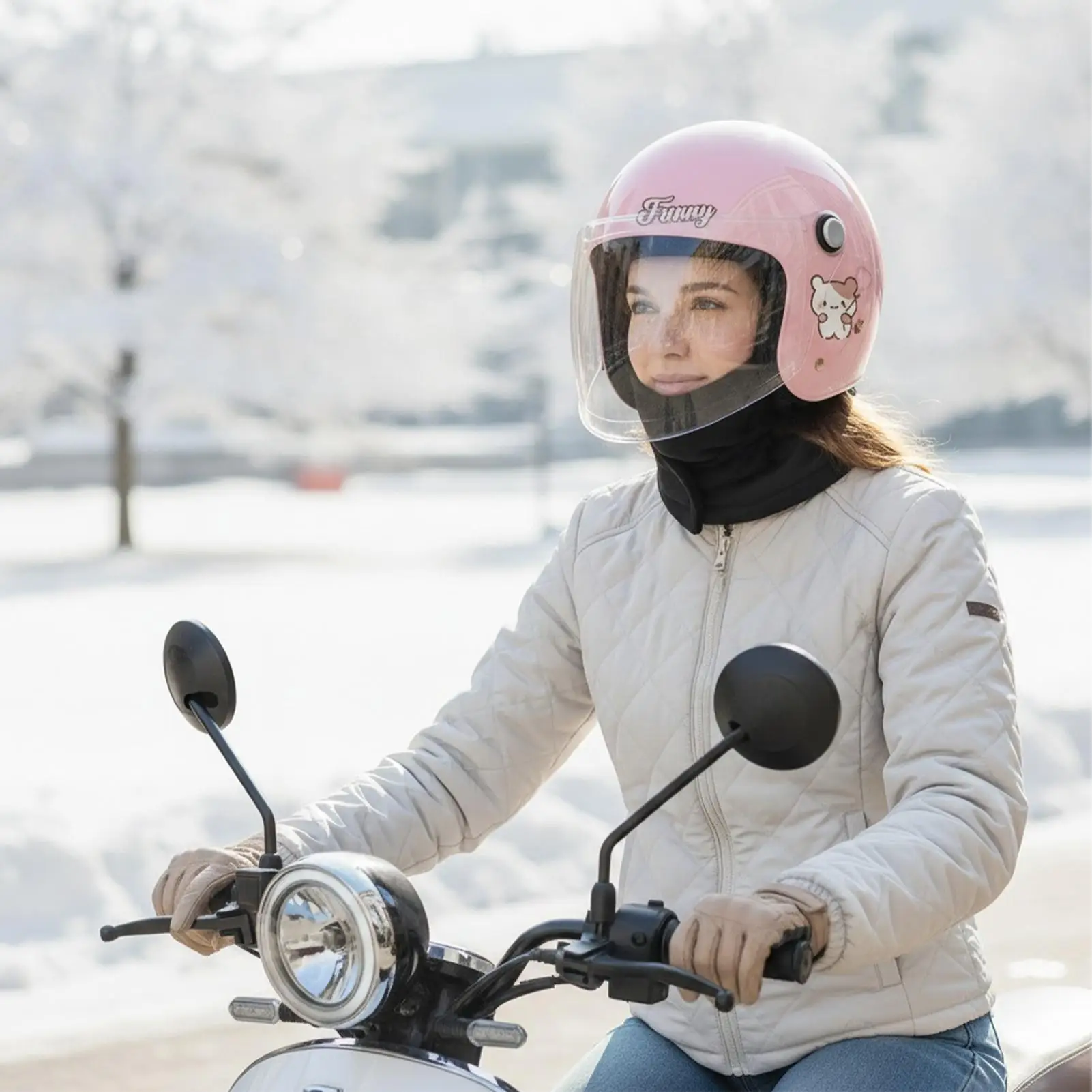 

Шлем для электрического скутера, ветрозащитный защитный головной убор, ветрозащитный съемный зимний утеплитель для шеи для мужчин, женщин, молодежи, зимы