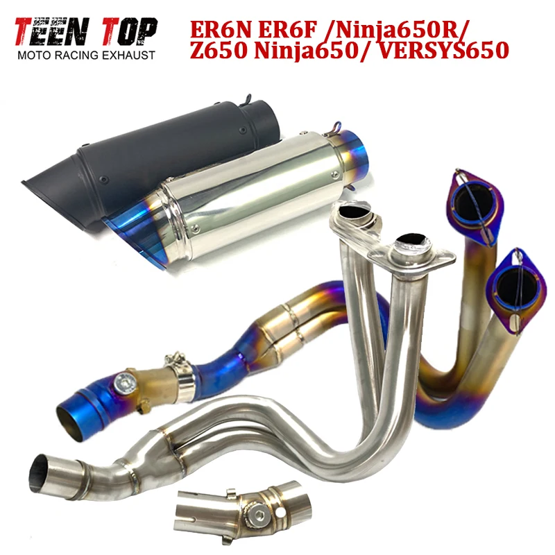 

Motorcycle Exhaust Pipe For Kawasaki Z650 Ninja650/R ER6N ER6F VERSYS650 Exhaust System 310mm Exhaust Muffler 51mm Escape Moto