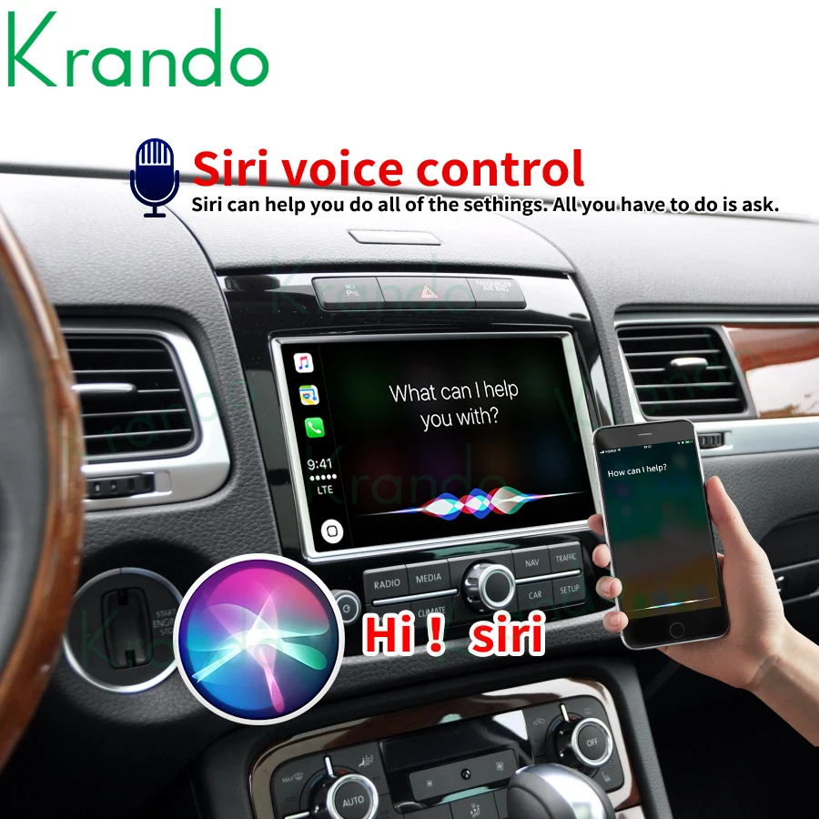 Krando Upgrade  Android Auto Wireless Apple CarPlay Module Box For Volkswagen Touareg Reverse Camera Interface  Mirror Link