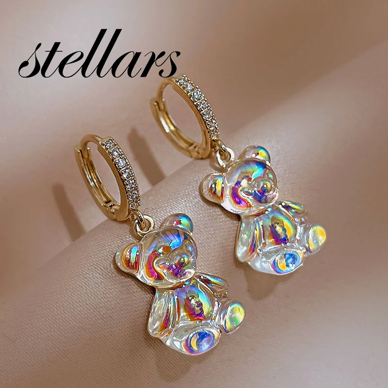 

Cute and Petite Zircon Bear Cartoon Animal Stud Earrings Sweet and Girlish High-Quality Eco-Friendly Jewelry for Women