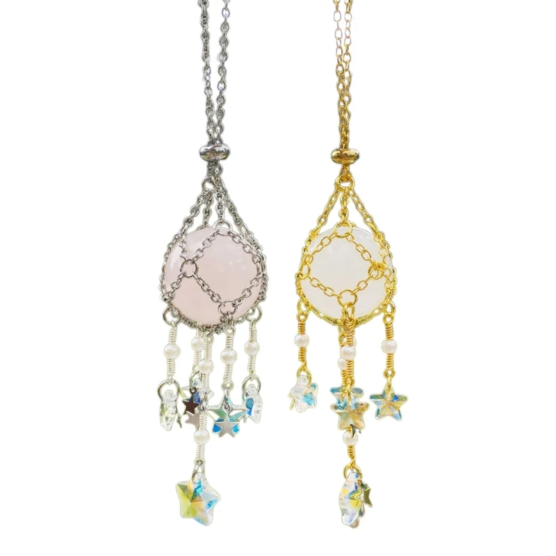 

Mesh Pocket Pendant Rope Alloy Material Elegant Crystal Stone Holder Pendant