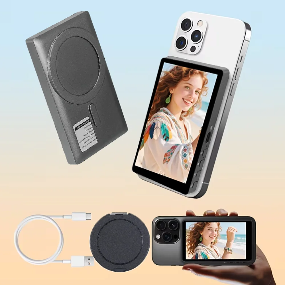 Pantalla de Monitor magnético para teléfono inteligente, cámara trasera de teléfono, Selfie para Vlog, grabación de vídeo en vivo, proyector de pantalla de teléfono