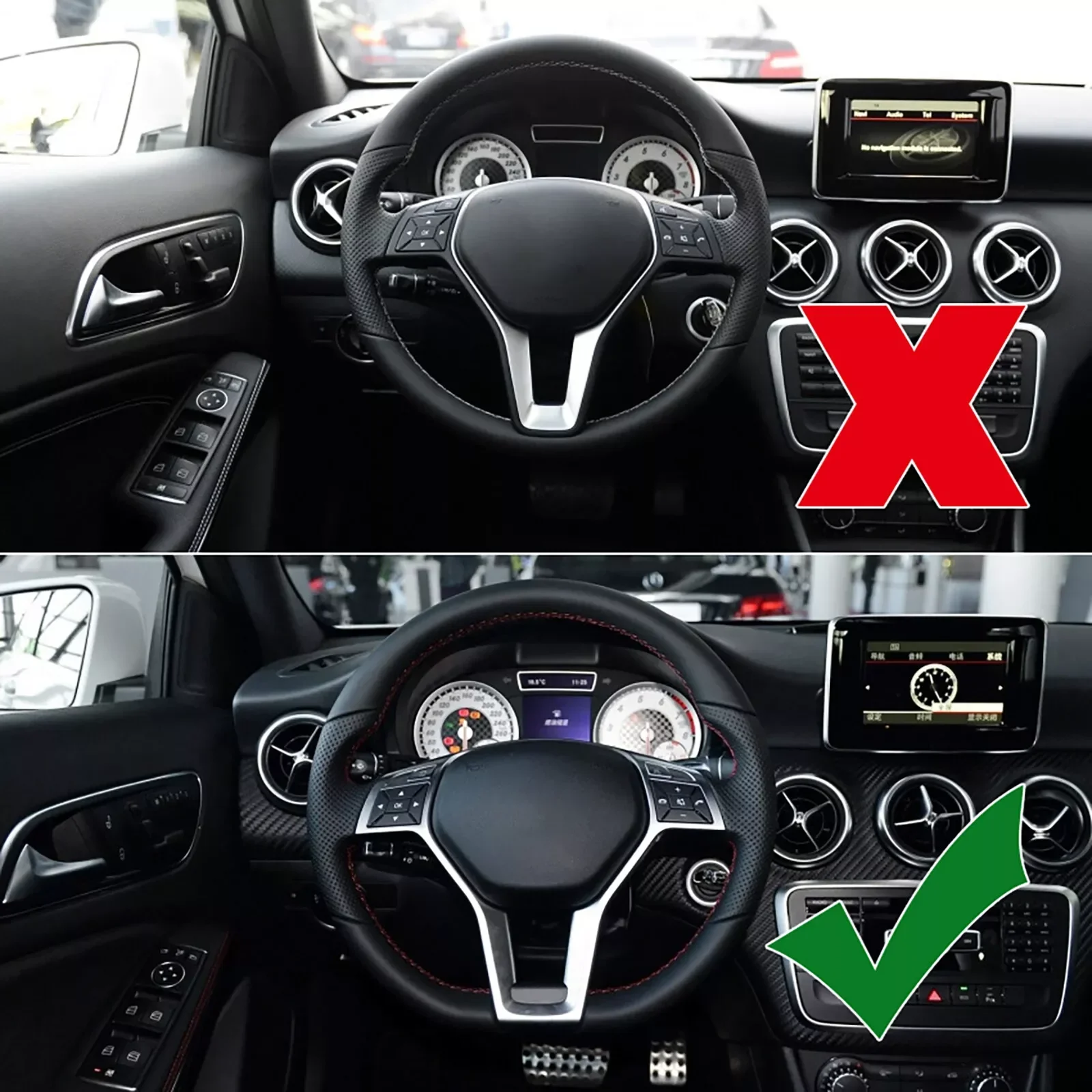 Car Steering Wheel Chrome Panel Cover Trim For Mercedes Benz AMG A B C E GLK GLA CLA CLS Class W176 W246 W204 W212 W156 W117 view 2
