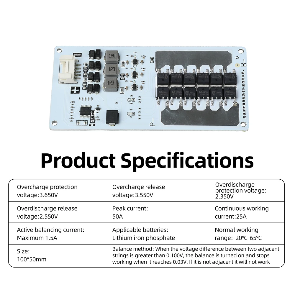 4S 25A 12V Aktives Ausgleichs-Batterieschutzmodul Lifepo4-Zellen BMS Lade-Ausgleichsmodul – Detail 9