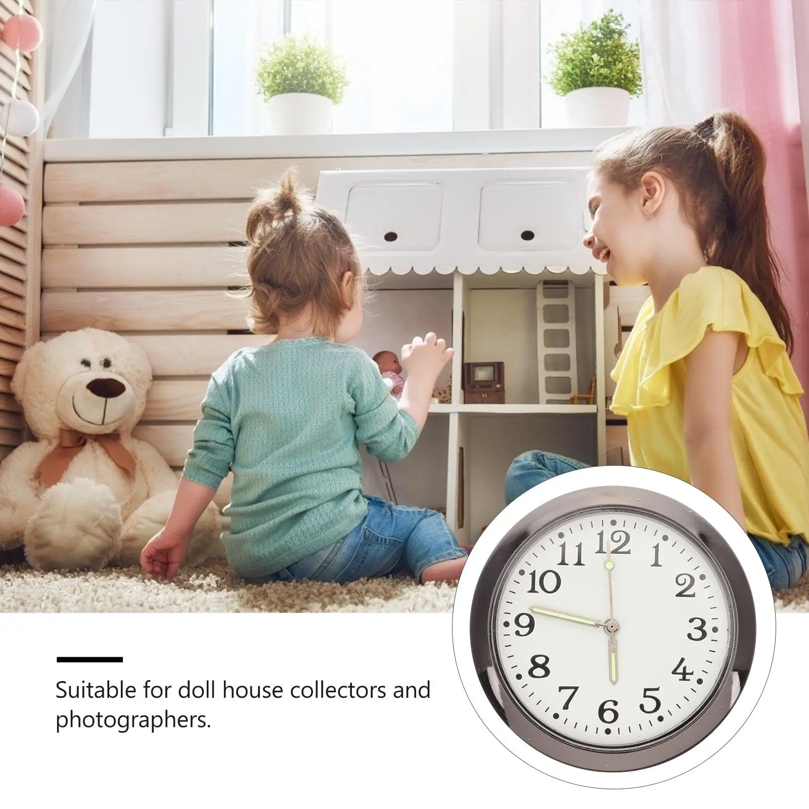 

Exquisite Miniature Wall Clock for Dollhouse Living Room Kitchen Decor Movable Electronic Function Realistic Mini House