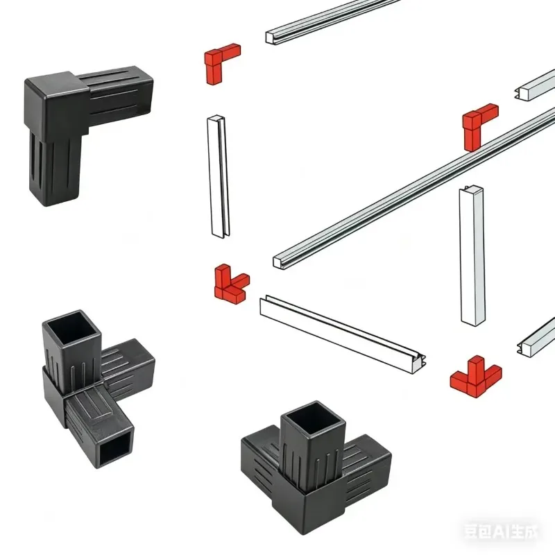 Pipe Fittings 30mm Right Angle Bend Connector Square Pipe Plastic Shelf Tight Fixing Parts Corner L T type Guardrail Balconinet