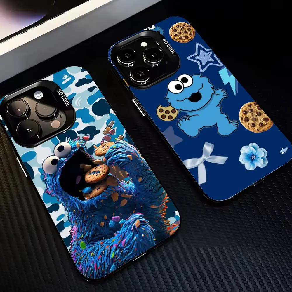 

Viral Cookie Vibe c-cookie m-monster Phone Case For iPhone17,16,15,14,13,12,11 Plus,Pro Max Black Border Silver Plated Cover