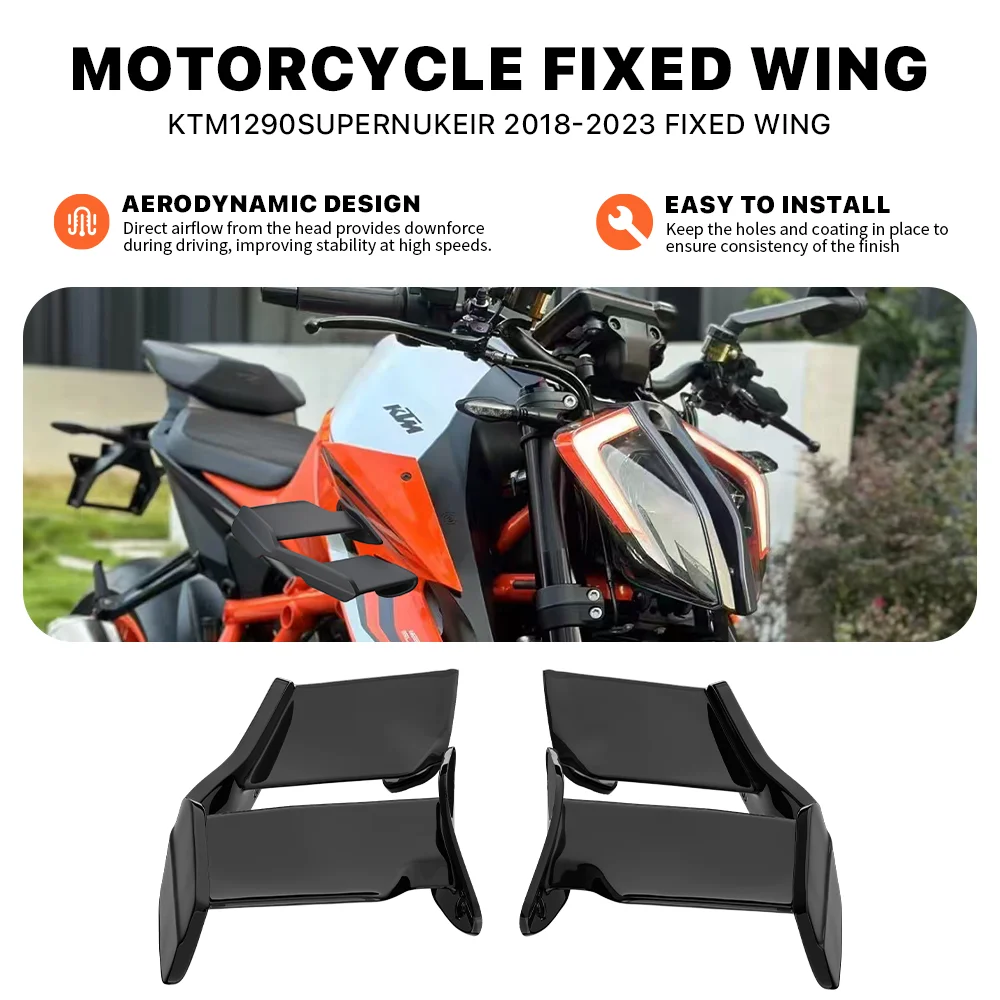 

Suitable for KTM 1290 superduke R 2018-2023 Motorcycle Fixed Wing Spoiler Front Aerodynamic Winglet Side Wing Fairing Kit