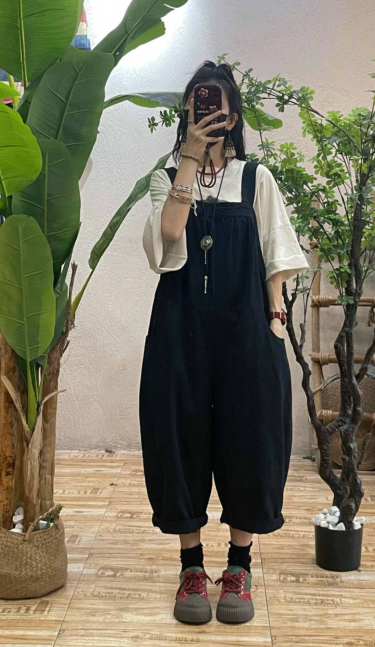 레트로 페이드 데님 오버롤 여성용 루즈 슬림 캐주얼 하란 팬츠 하이웨이스트 스트레이트 레그 코튼 블렌드 2025년 봄