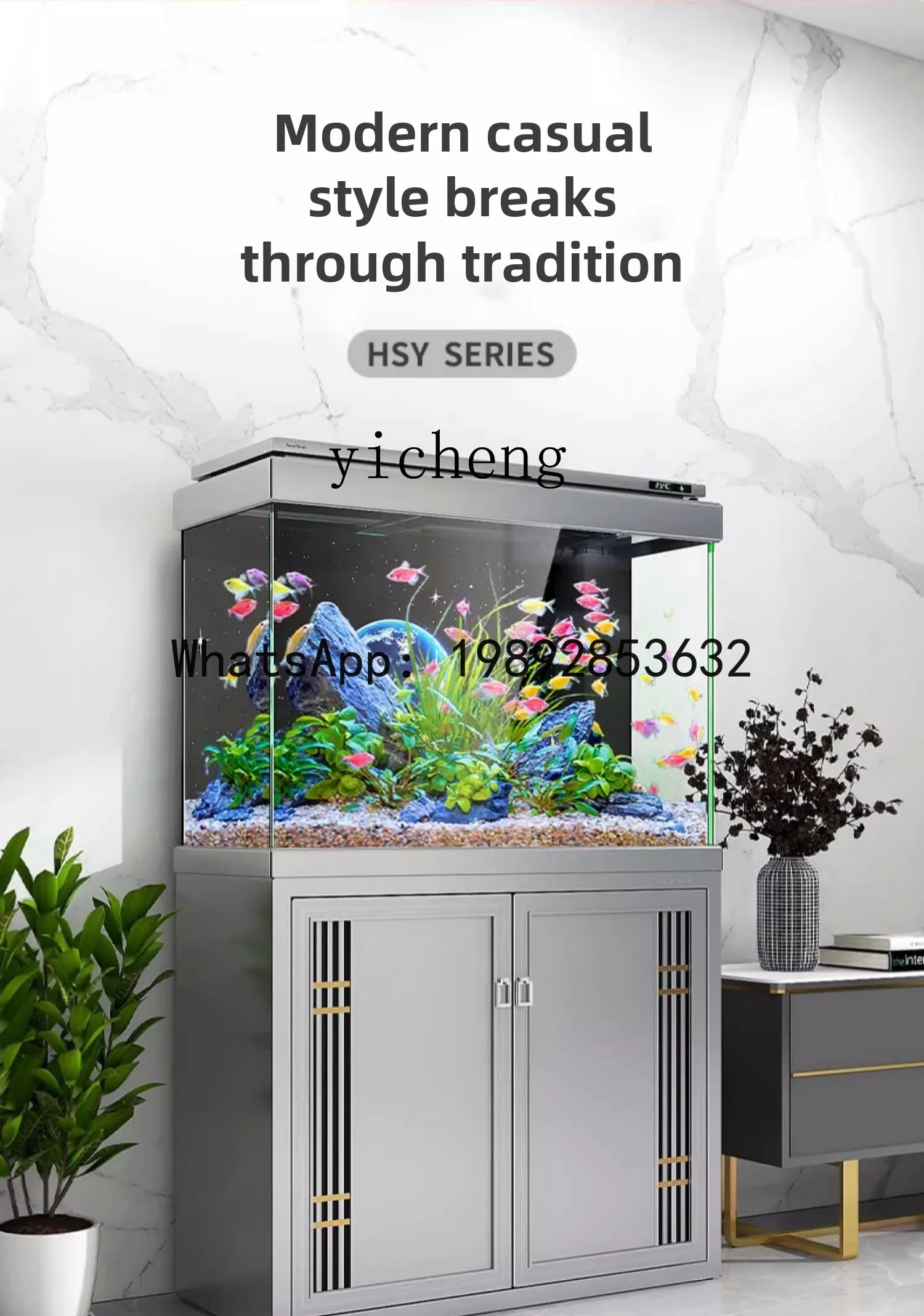 FF fish tank large ecological ultra-white glass fish tank floor bottom filter fish tank