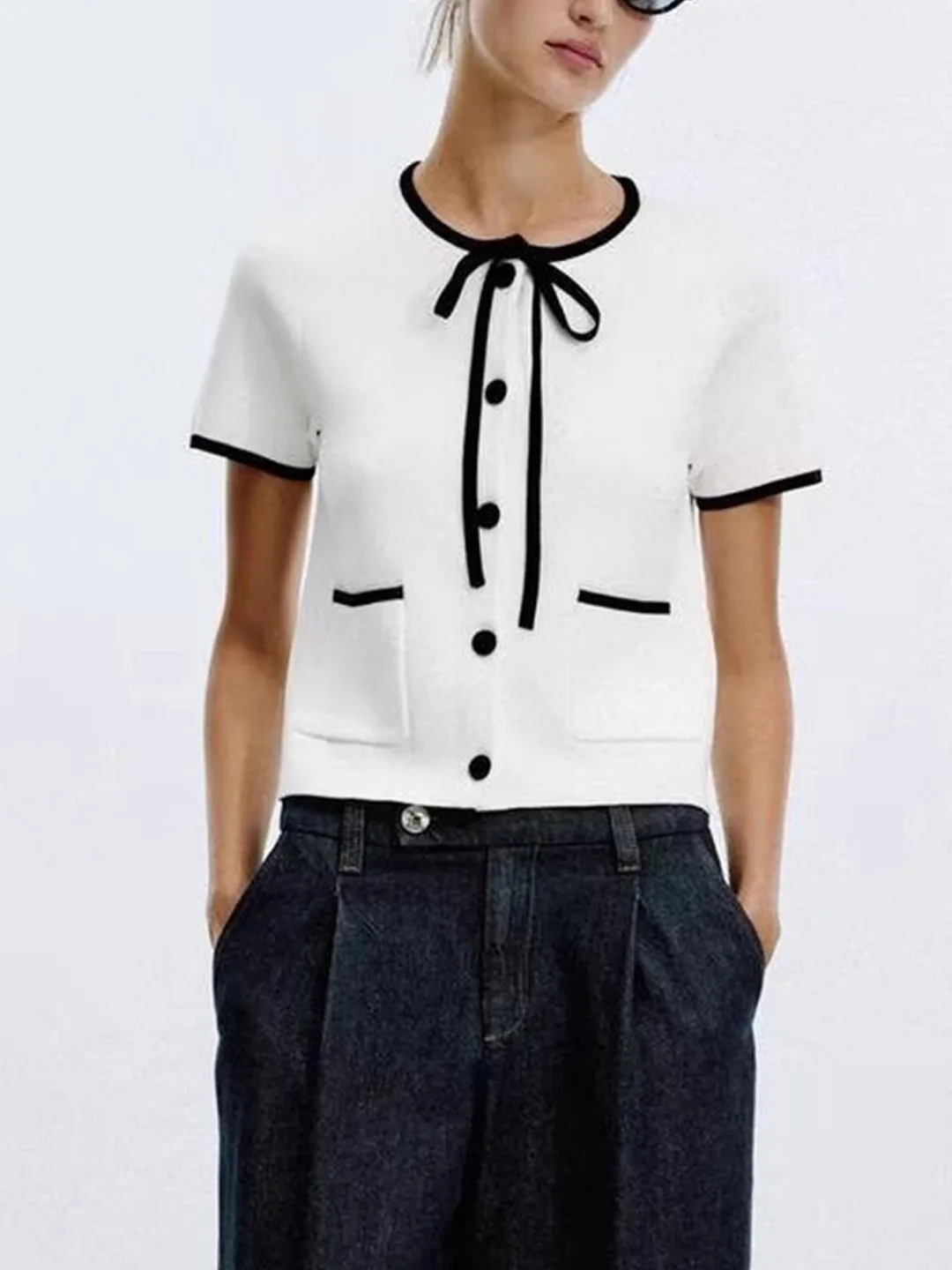 سترة Sweet Faion Color Blo round Ne ort Sve مفتوحة ملابس خارجية محبوكة وصلت حديثًا لخريف 2025 بوليستر F... #4