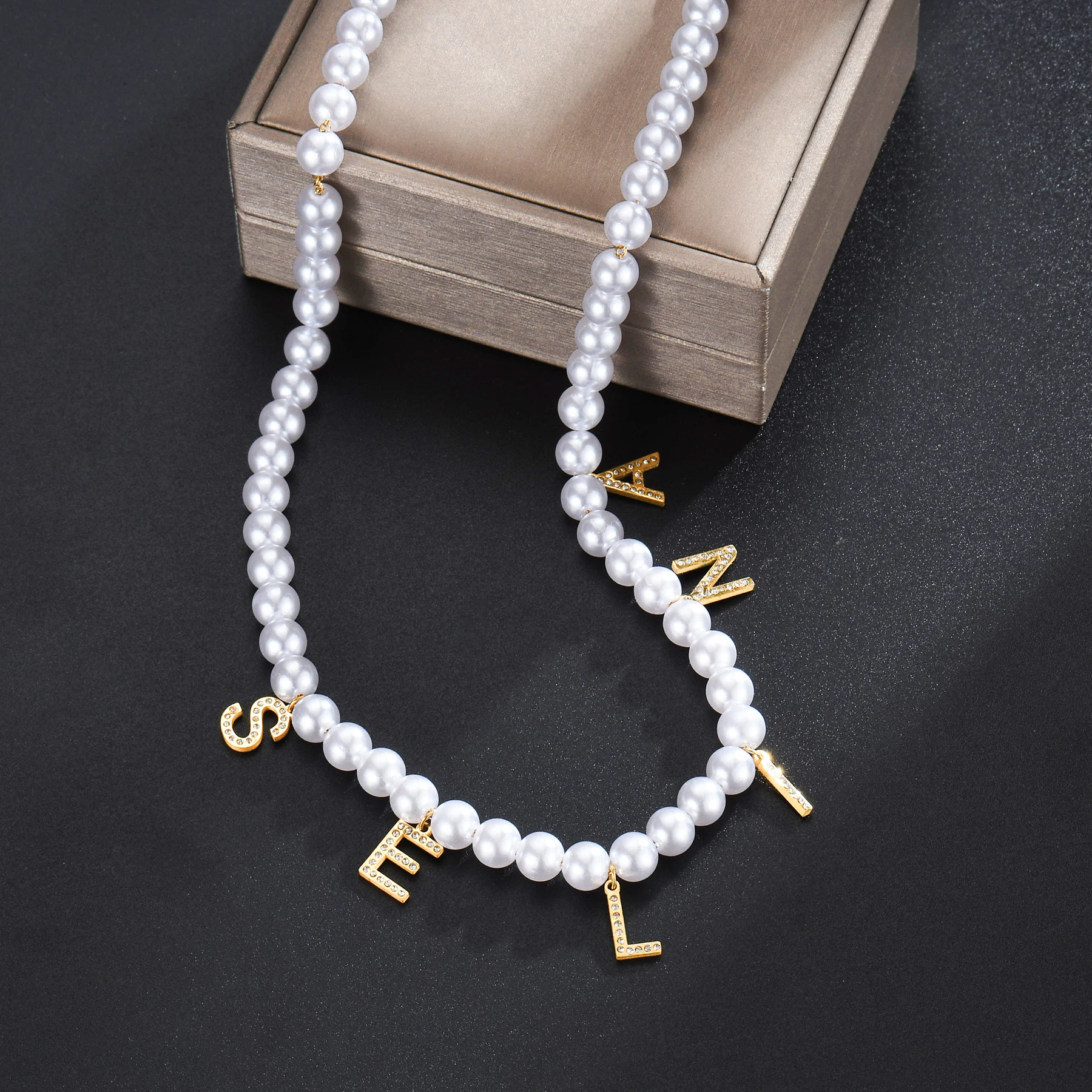 Acheerup Personalized Name Necklace for Women Pendant Stainless Steel Customized Zircon Letters Bead Chain Birthday Jewelry Gift