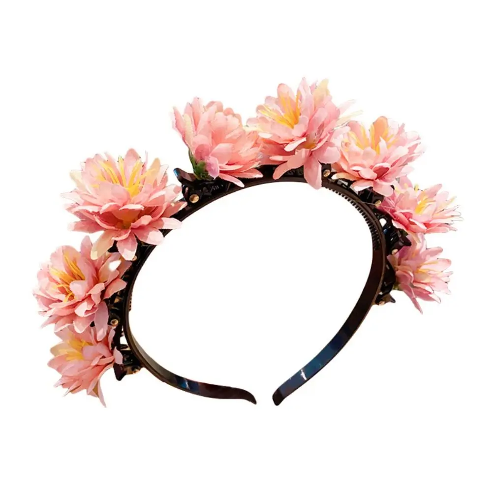 Diadema de flores de simulación para niña, diadema Floral, aro para el pelo con dientes, pasador, flor de seda, ropa para el cabello