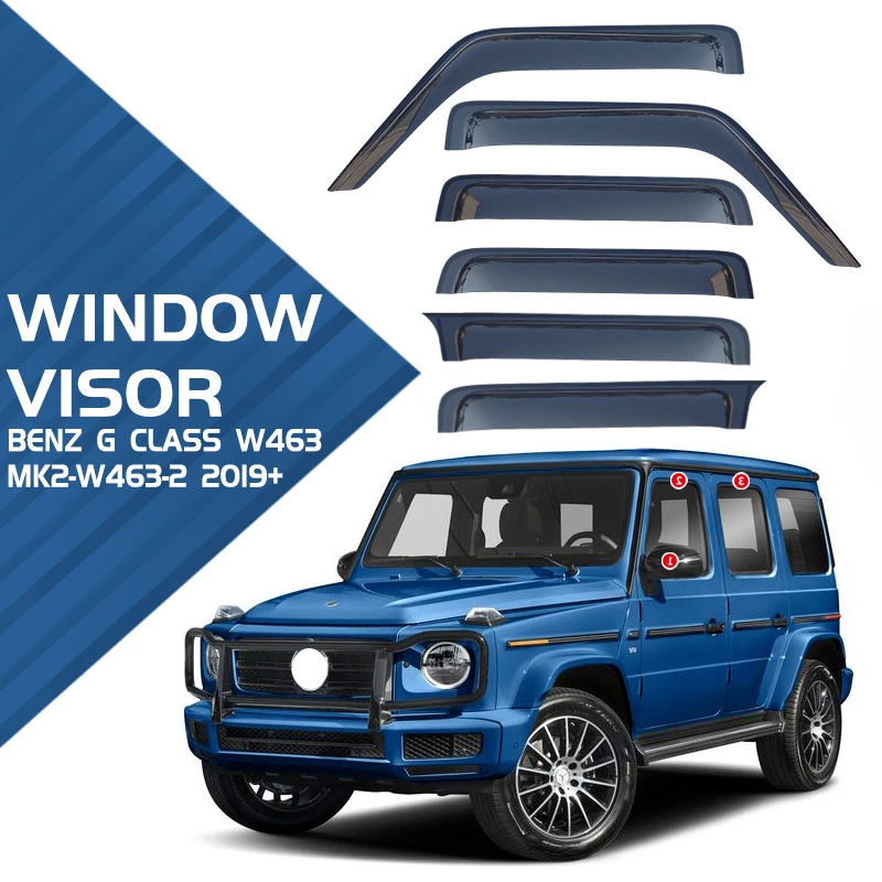 

Fit For G Class W463 W461 2004-2018 2019+ Window visor Awnings Shelters Vent Shades Sun Rain Deflector Guard