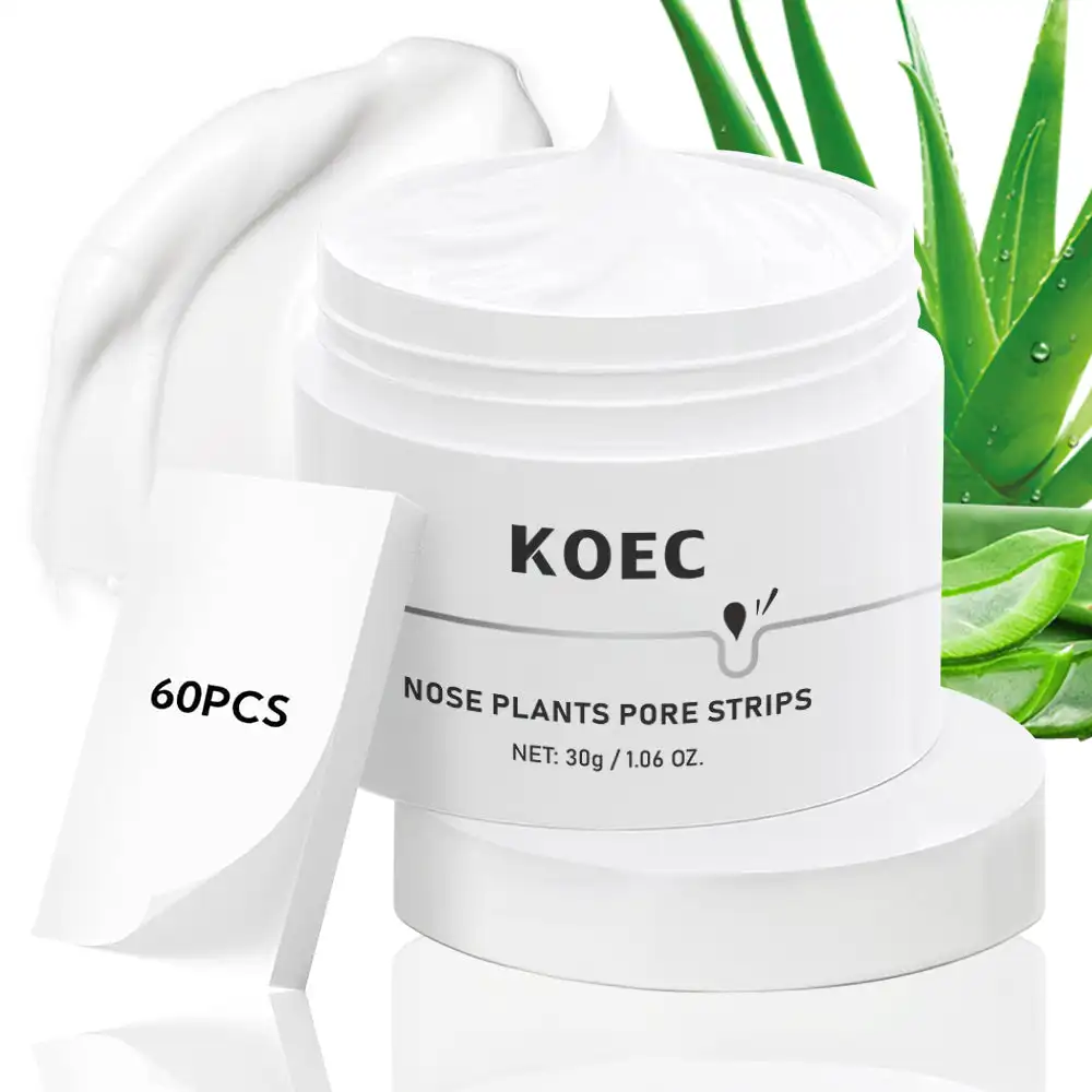 60PCs KOEC Blackhead Peel-off Nose Mask Plants Pore Strips Moisturizing Smoothing Brightening Witchhazel Centella Aloe Vera