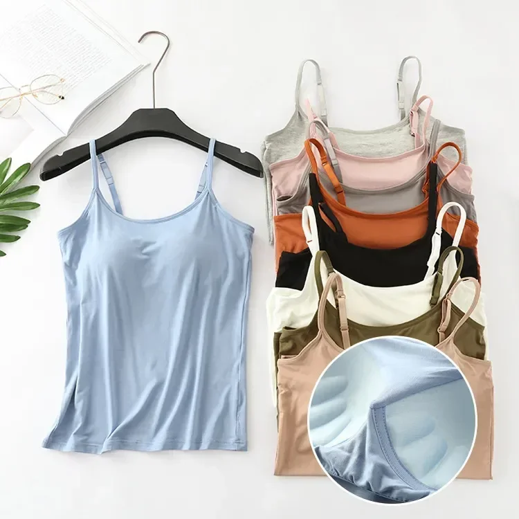 

Bottoming Ring Size Modal No Pad New Integrated Camisole Shirt 2023 Steel Slim Five-finger Large Chest Female Multicolor