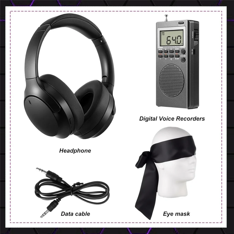 

Blindfold Investigation Device With Box Headphones And 3 Pcs Equipment Kit For Outdoor For Home Office
