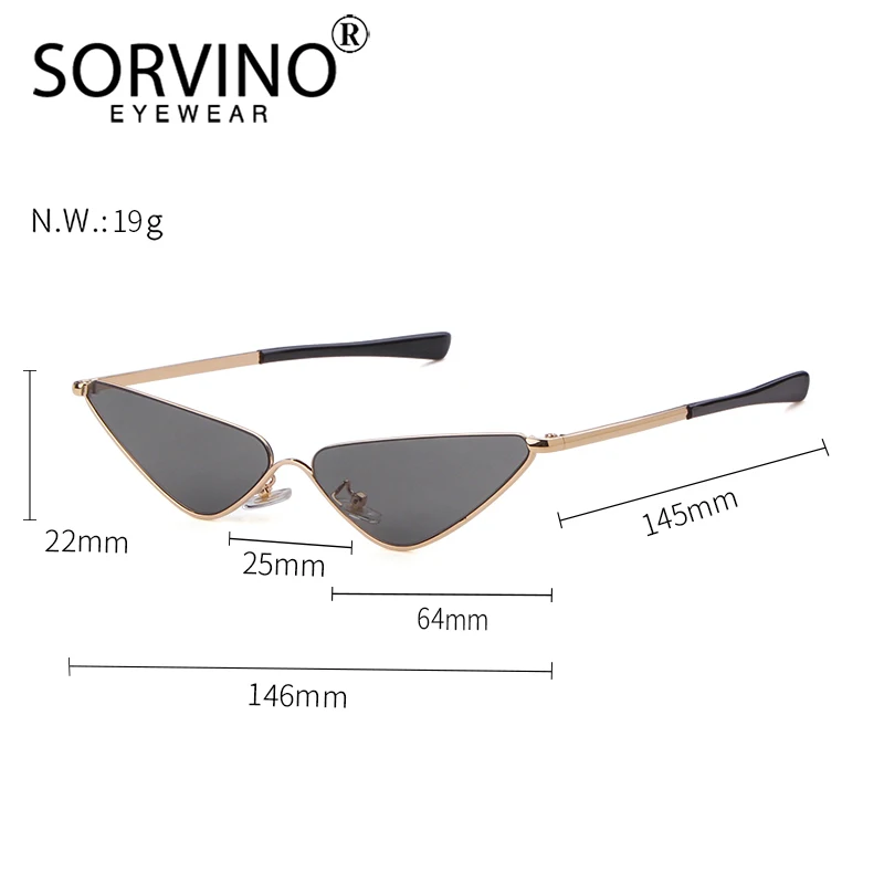 SORVINO-gafas de sol con forma de ojo de gato para mujer, lentes de sol de medio marco triangulares, estilo Vintage de los 90, pequeñas, SP228, 2020