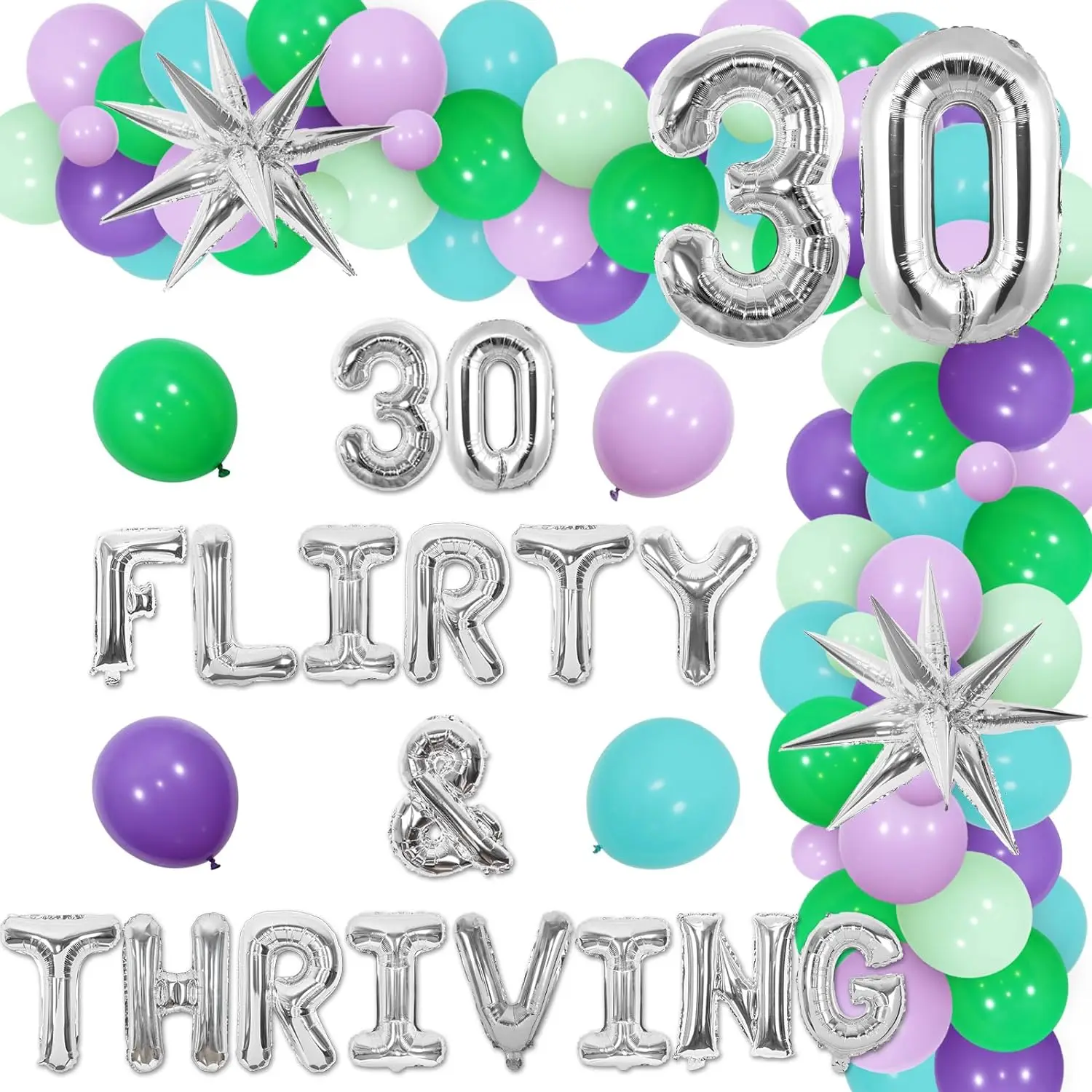 

30 Flirty Thriving Birthday Decor Balloon Banner 30th Balloon Garland Kit Flirty Thirty Happy 30th Birthday Supplies